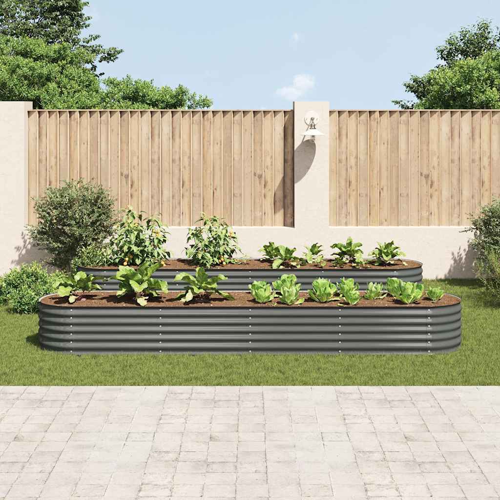 vidaXL Plantenbak verhoogd 400x80x44 cm gegalvaniseerd staal grijs afbeelding