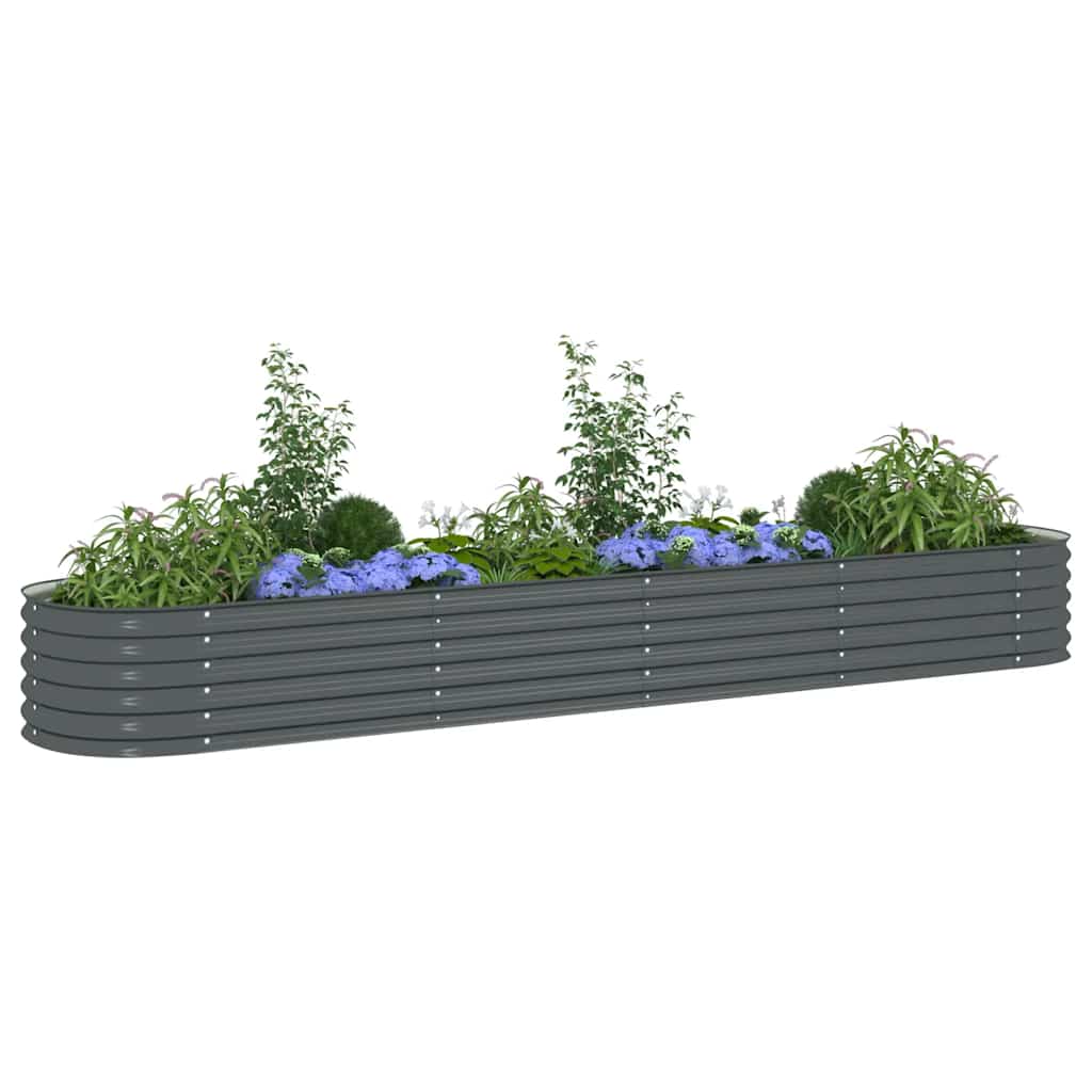 vidaXL Garden Raised Bed 157.5"x31.5"x17.3" Galvanised Steel Gray