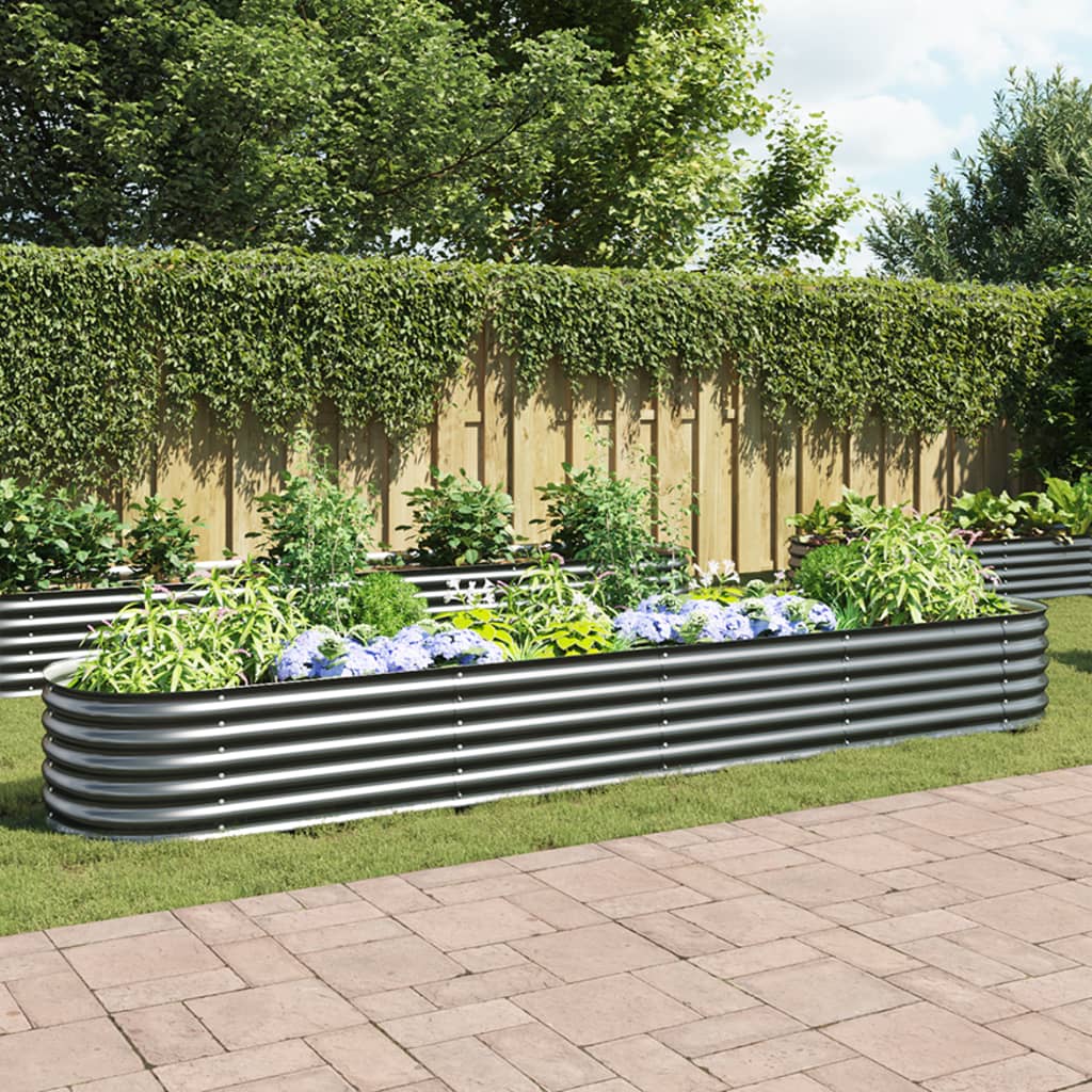 vidaXL Garten-Hochbeet 400 x 80 x 44 cm Verzinkter Stahl Grau