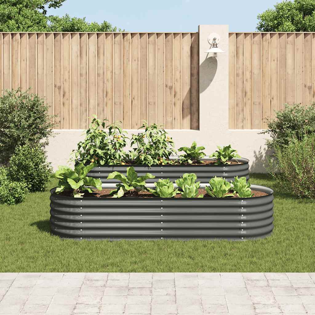 vidaXL Plantenbak verhoogd 240x80x44 cm gegalvaniseerd staal grijs afbeelding