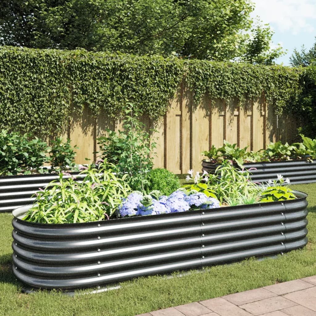 vidaXL Garten-Hochbeet 240x80x44 cm Verzinkter Stahl Grau