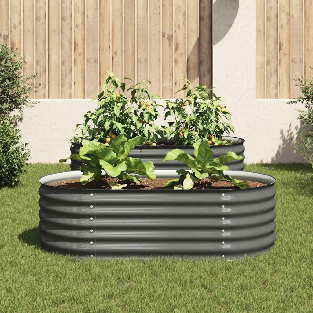 vidaXL Plantenbak verhoogd 160x80x44 cm gegalvaniseerd staal grijs afbeelding