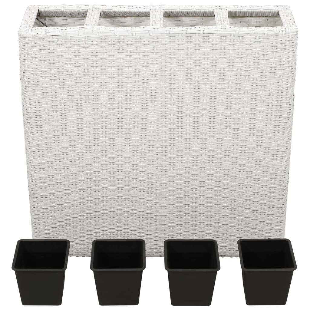 vidaXL fehér polyrattan kerti magaságyás 4 kaspóval