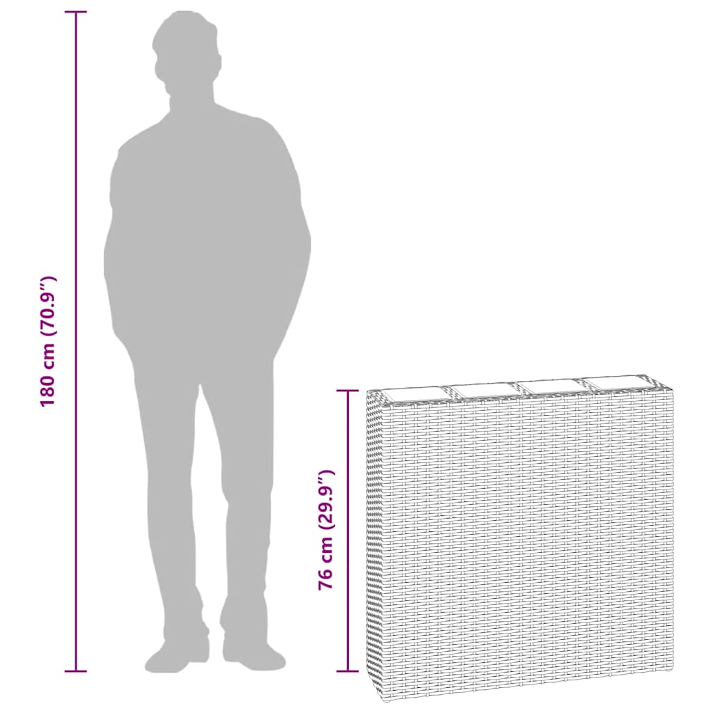 Fehér polyrattan kerti magaságyás 4 kaspóval 