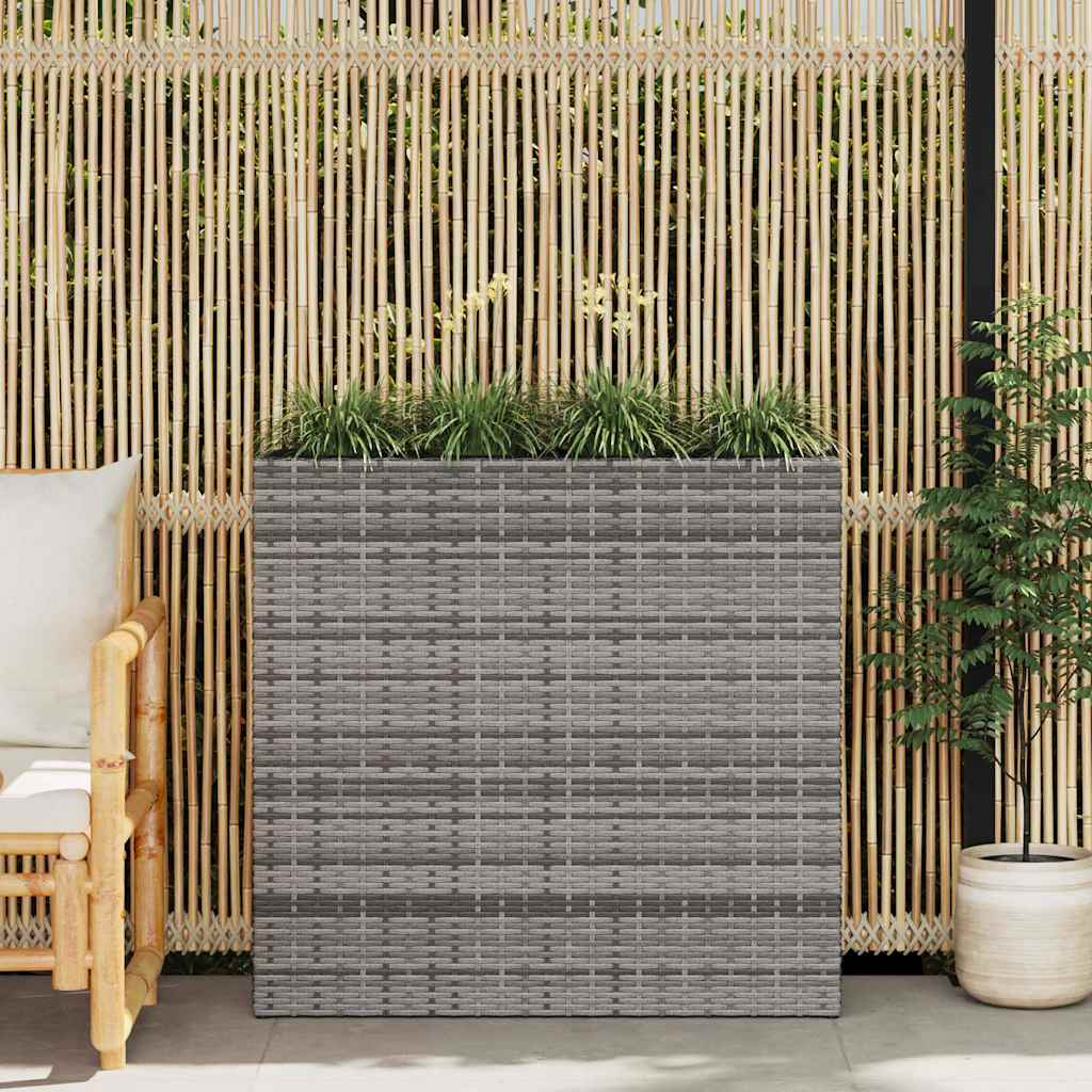 vidaXL Garten-Hochbeet mit 4 Töpfen Poly Rattan Weiß
