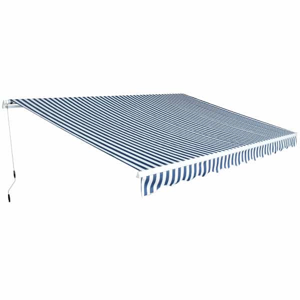 vidaXL kokkupandav k&auml;sitsi kasutatav varikatus, 450 cm, sinine/valge