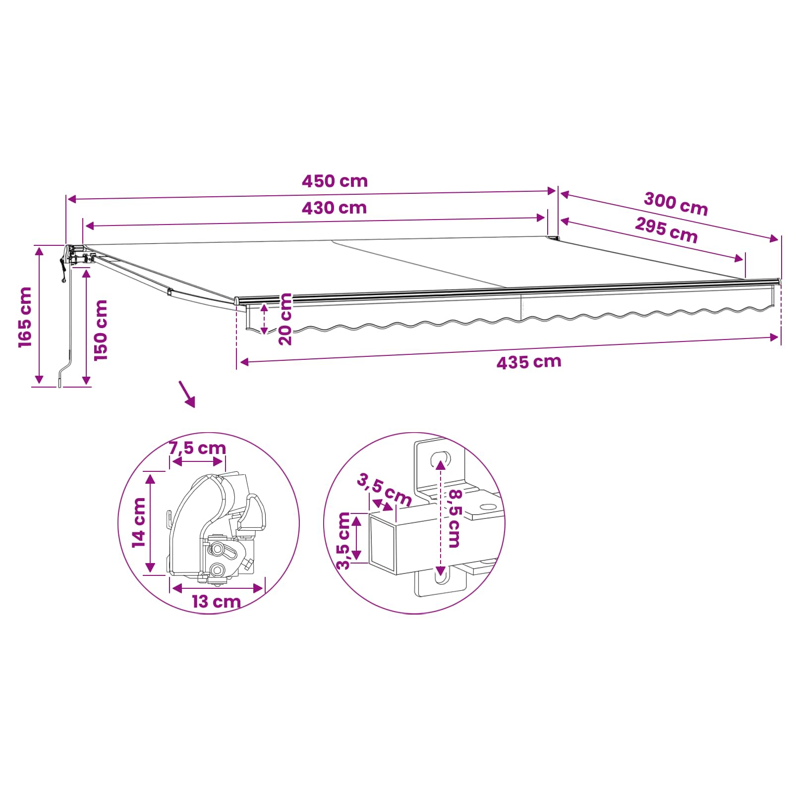 Manual Awning size guide