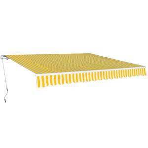 vidaXL kokkupandav varikatus, k&auml;sitsi kasutatav, 400 cm kollane/valge
