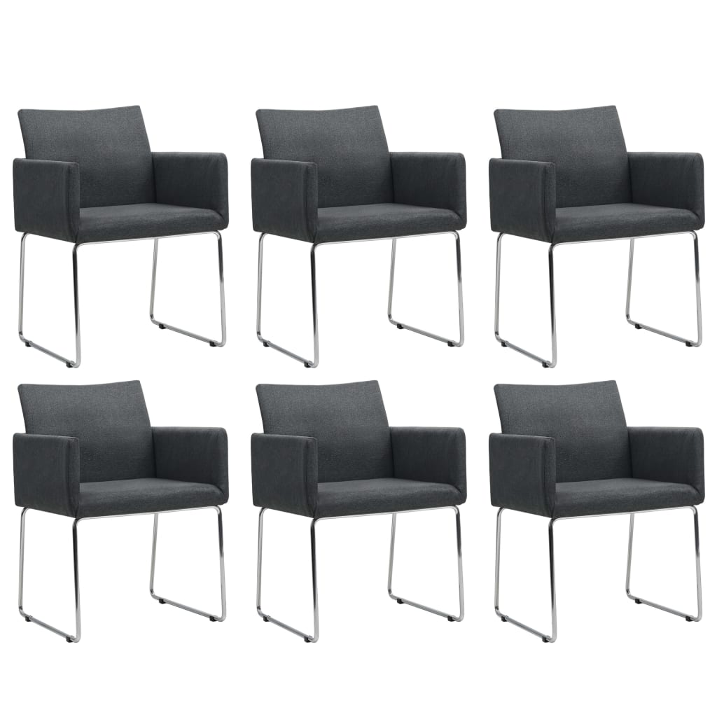 Chaises à manger lot de 6 gris foncé tissu