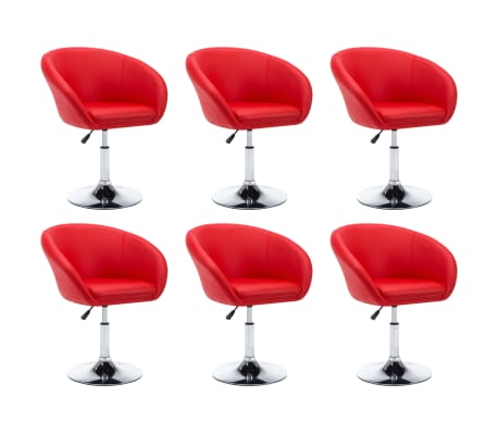 vidaXL Drehbare Esszimmerstühle 6 Stk. Kunstleder Rot vidaXL Drehbare Esszimmerstühle 6 Stk. Kunstleder Rot