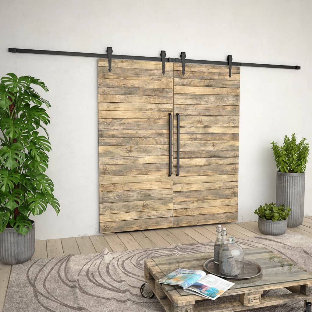 

vidaXL Onderdelenset voor schuifdeur 2x183 cm staal zwart