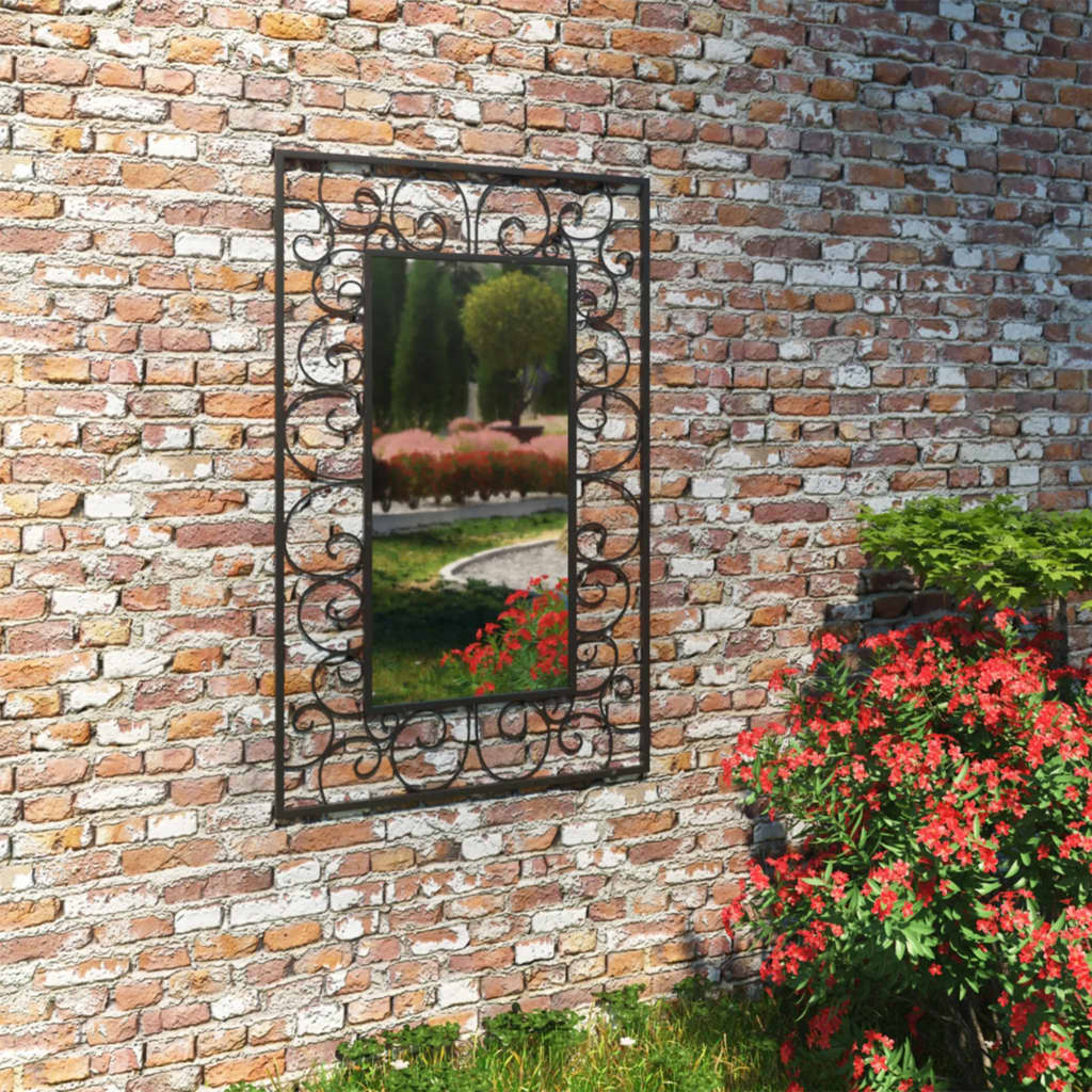 Poza vidaXL Oglinda de perete de gradina, negru, 50x80 cm, dreptunghiular