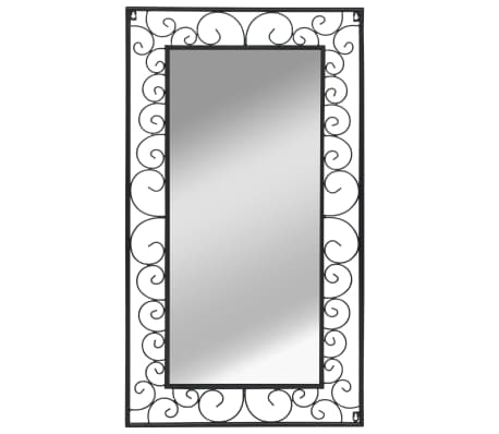 vidaXL Garden Wall Mirror Rectangular 23.6"x43.3" Black