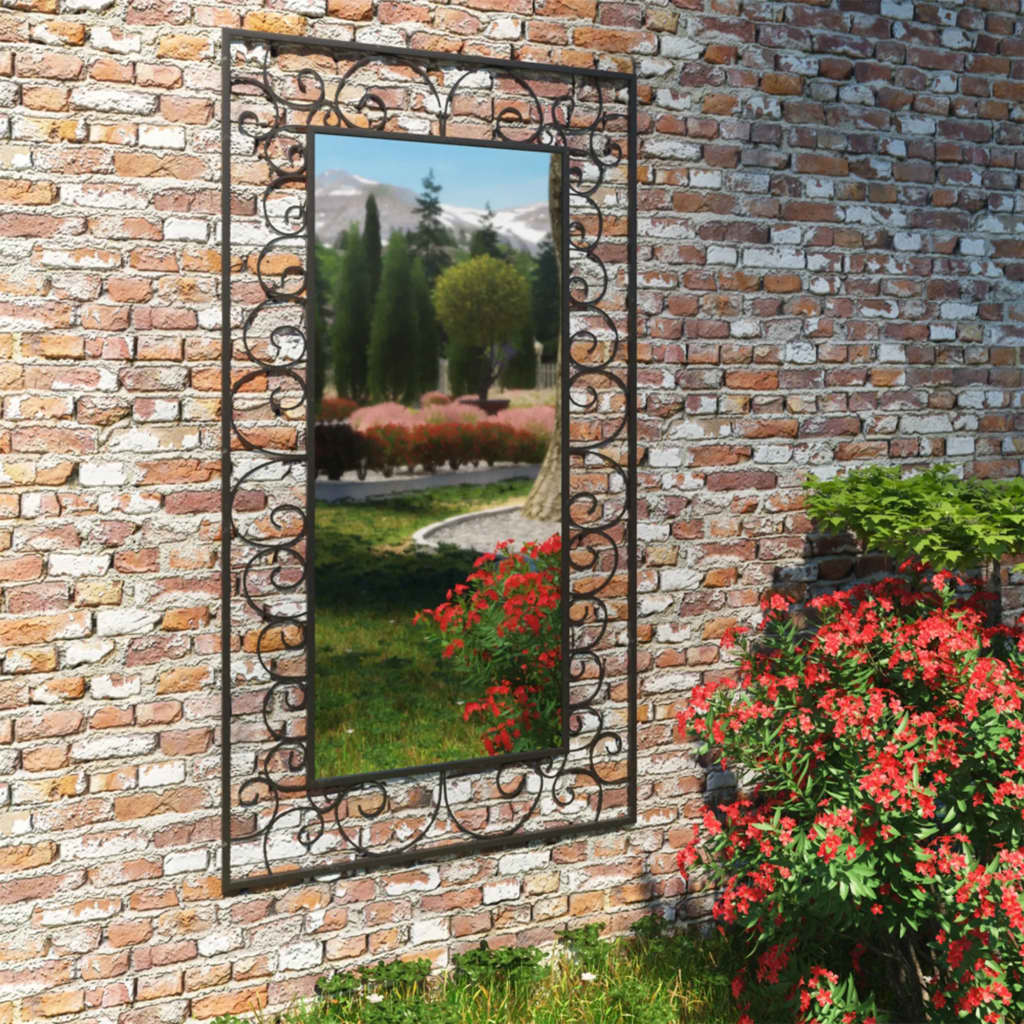 Garten-Wandspiegel Rechteckig 60 x 110 cm Schwarz