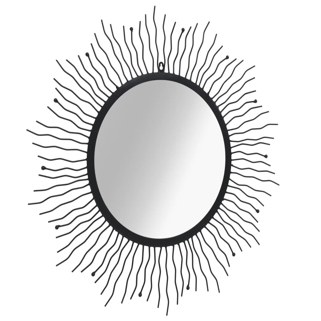 Oglindă de perete pentru grădină Sunburst, negru, 80 cm