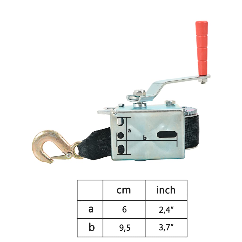 Winch: rope winch, manual crank with latch 10 m 1100 kg