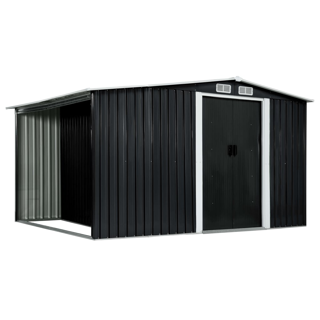 

vidaXL Garden Shed with Sliding Doors Anthracite 129.7"x51.6"x70.1" Steel