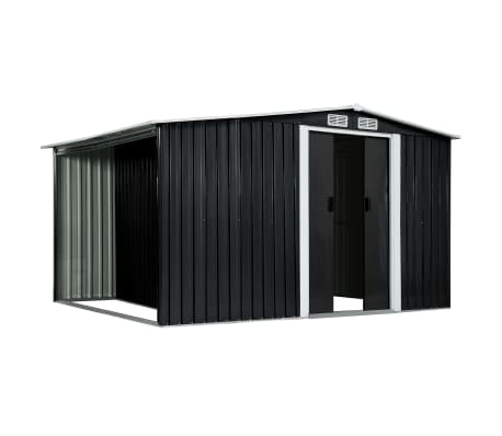 vidaXL Garden Shed with Sliding Doors Anthracite 329.5x131x178 cm Steel