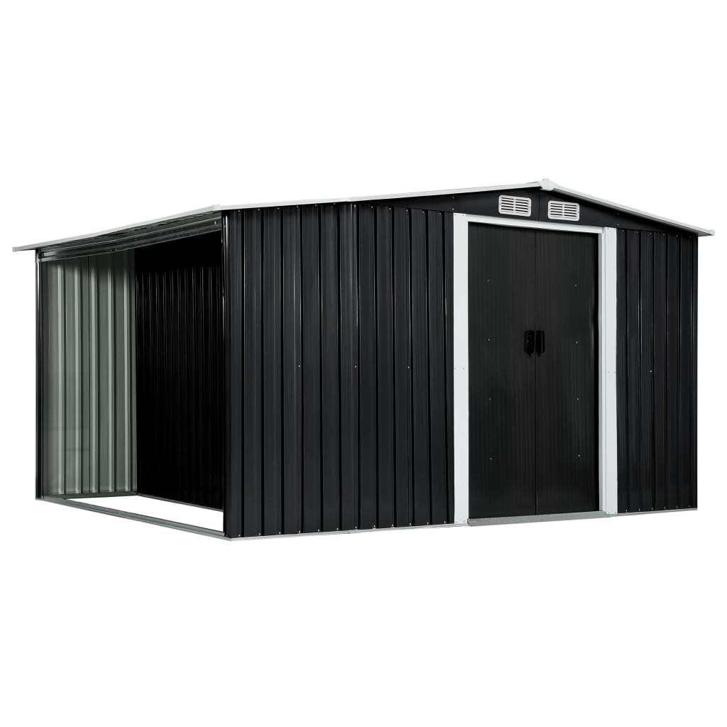 

vidaXL Garden Shed with Sliding Doors Anthracite 129.7"x80.7"x70.1" Steel