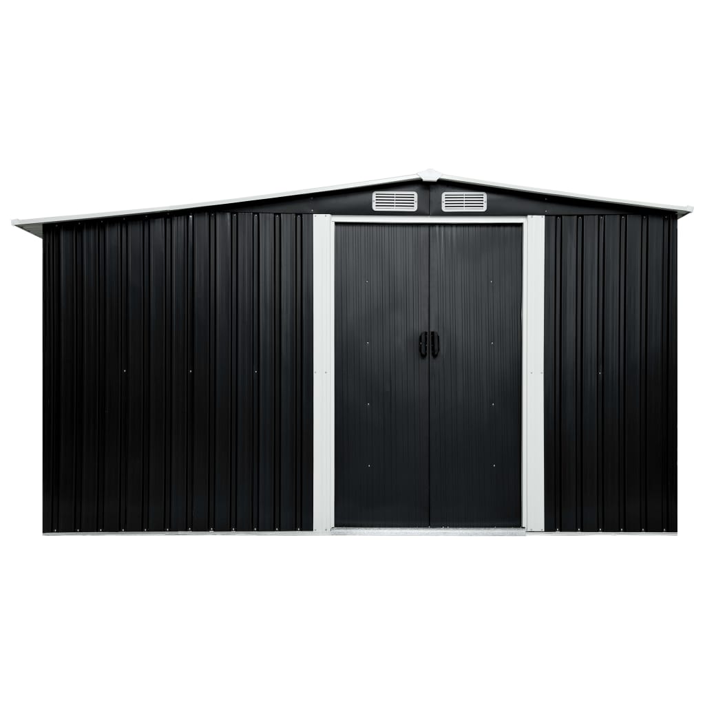 vidaXL Garden Shed with Sliding Doors Anthracite 129.7"x80.7"x70.1" Steel