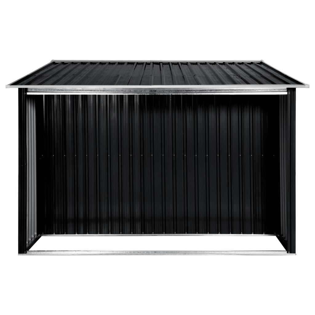 vidaXL Garden Shed with Sliding Doors Anthracite 129.7"x80.7"x70.1" Steel