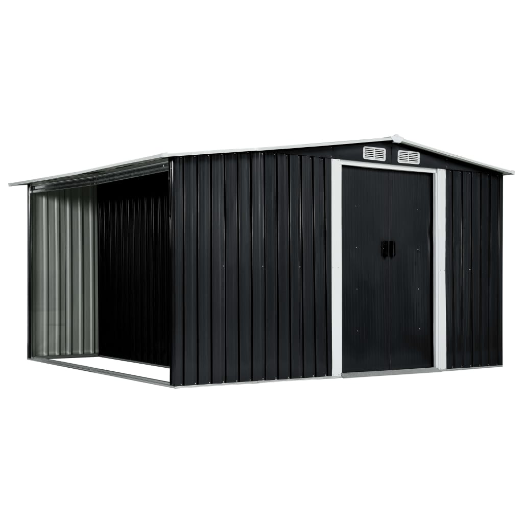 

vidaXL Garden Shed with Sliding Doors Anthracite 129.7"x102"x70.1" Steel