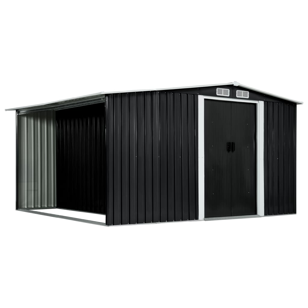 

vidaXL Garden Shed with Sliding Doors Anthracite 129.7"x122.8"x70.1" Steel