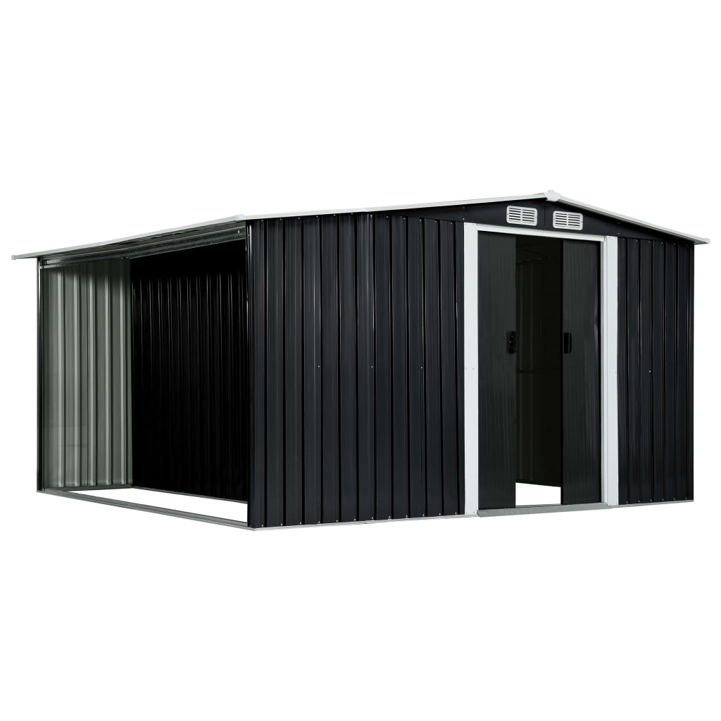 vidaXL Tuinschuur met schuifdeuren 329,5x312x178 cm staal antraciet