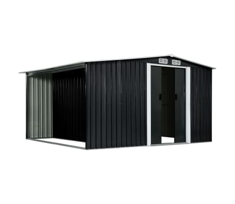 vidaXL Garden Shed with Sliding Doors Anthracite 329.5x312x178 cm Steel