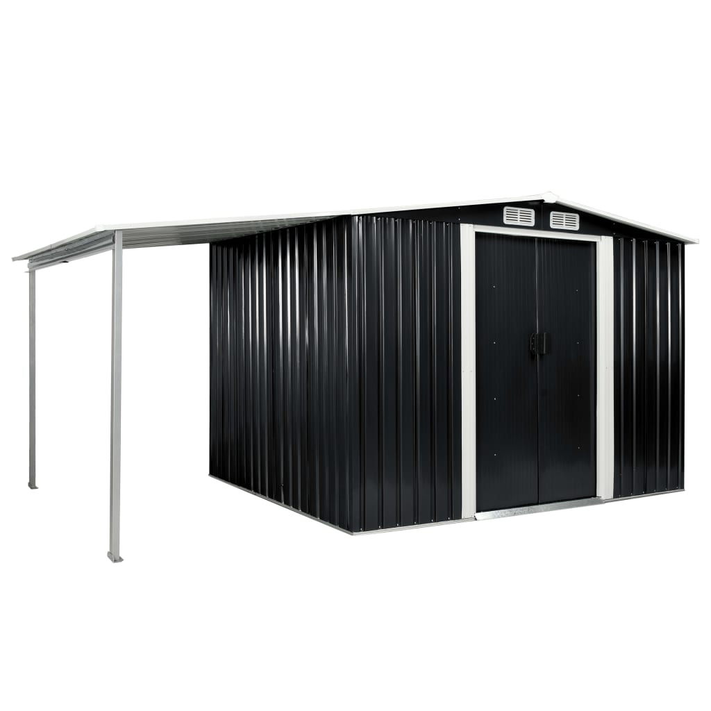 vidaXL Gerätehaus mit Schiebetüren Anthrazit 386×205×178 cm Stahl