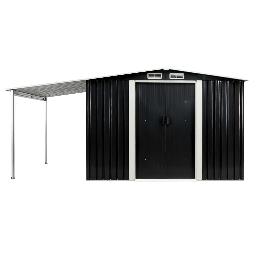 vidaXL Garden Shed with Sliding Doors Anthracite 152"x80.7"x70.1" Steel