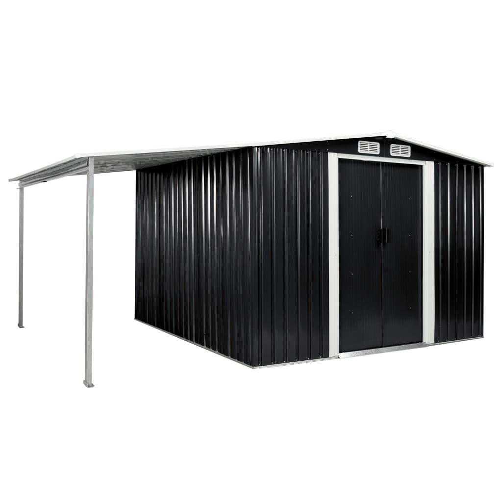 

vidaXL Garden Shed with Sliding Doors Anthracite 152"x102"x70.1" Steel