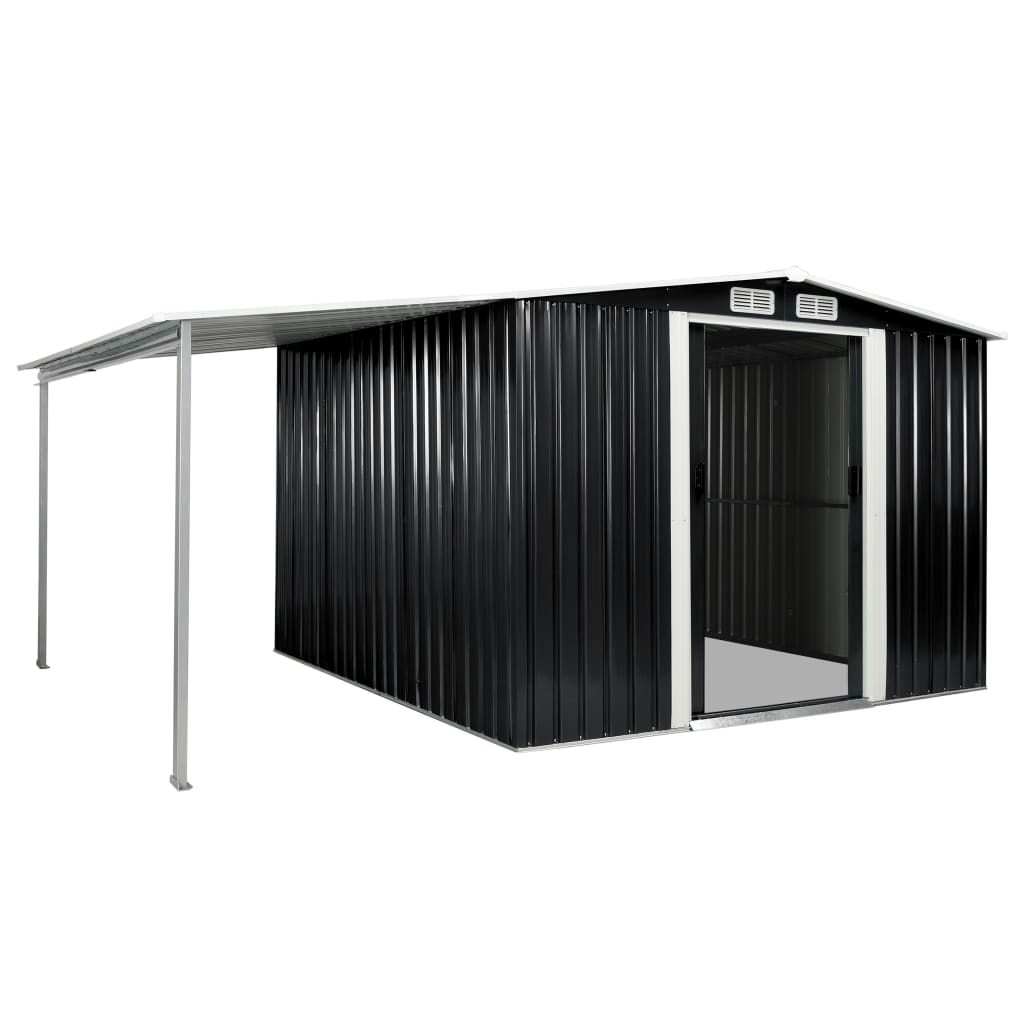 vidaXL Garden Shed with Sliding Doors Anthracite 152"x102"x70.1" Steel