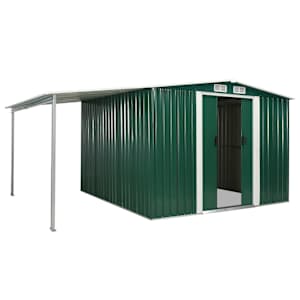 vidaXL ガーデン小屋 引き戸付き アントラシート 386x259x178 cm スチール製