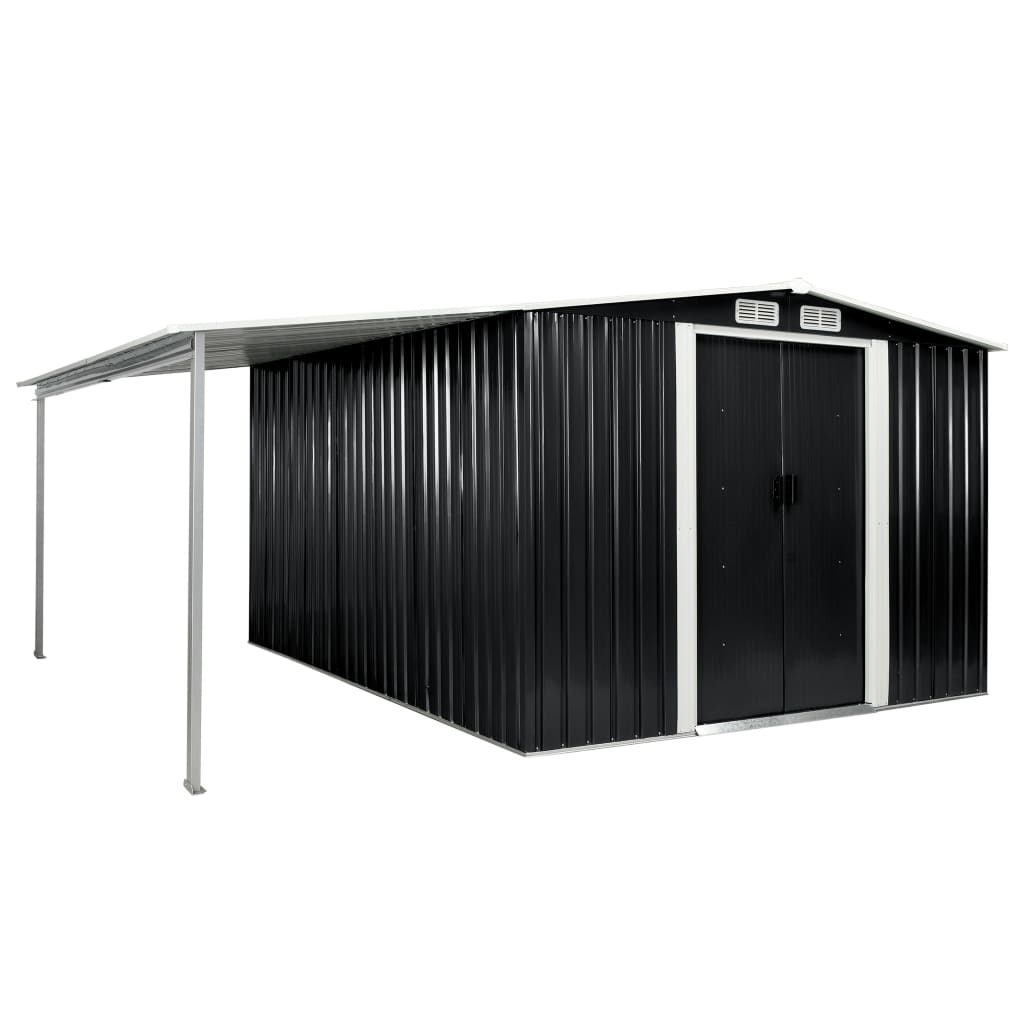 

vidaXL Garden Shed with Sliding Doors Anthracite 152"x122.8"x70.1" Steel