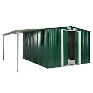 vidaXL Sodo pa&scaron;iūrė su stumd. dur., žal. sp., 386x312x178cm, plienas