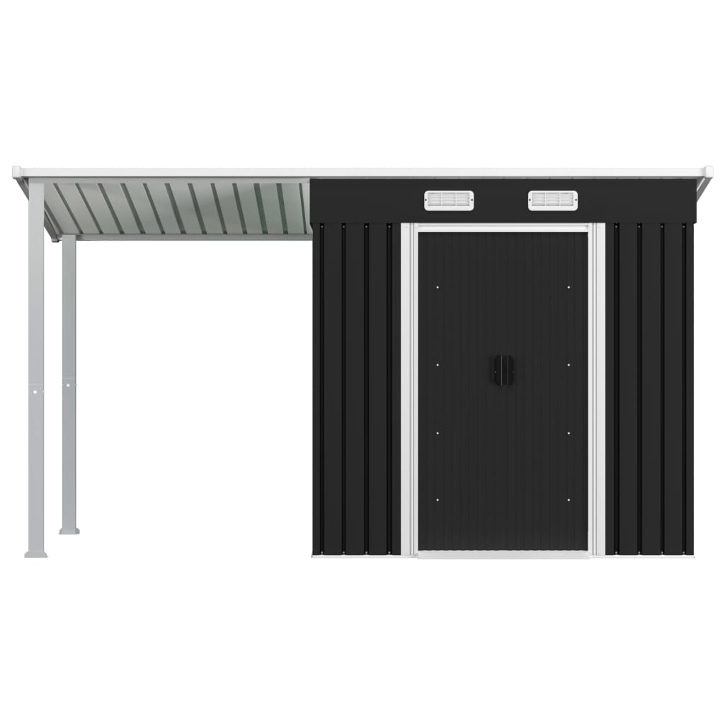 vidaXL Garden Shed with Extended Roof Anthracite 346x121x181 cm Steel