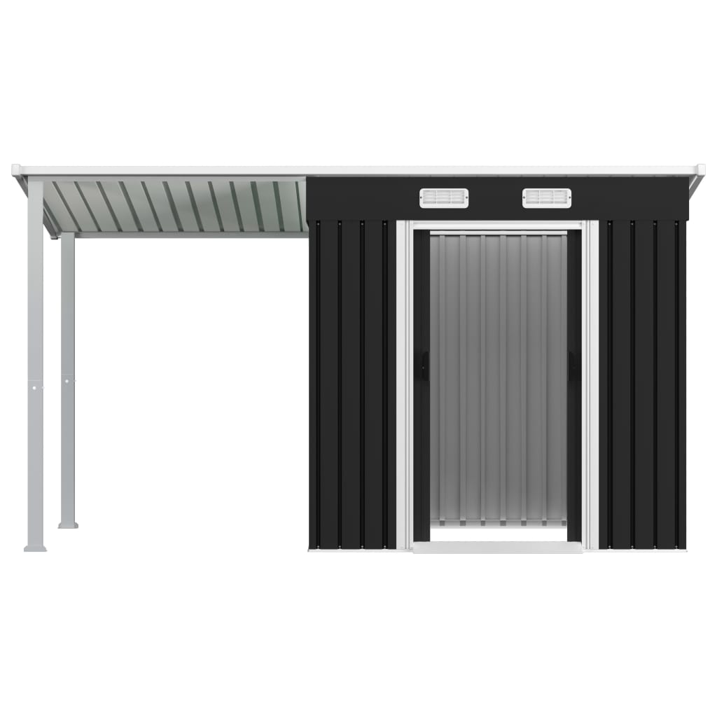 vidaXL Garden Shed with Extended Roof Anthracite 136.2"x47.6"x71.3" Steel