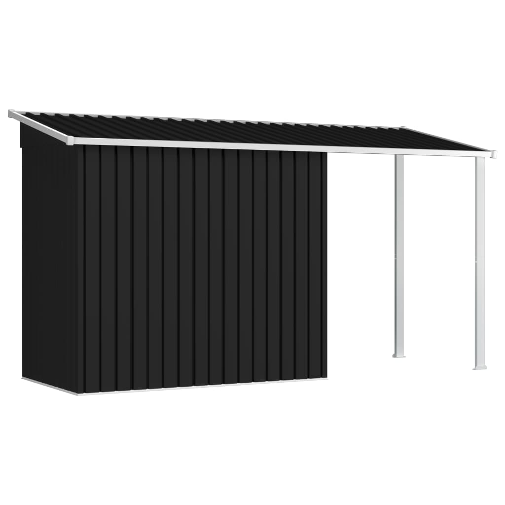 vidaXL Garden Shed with Extended Roof Anthracite 136.2"x47.6"x71.3" Steel