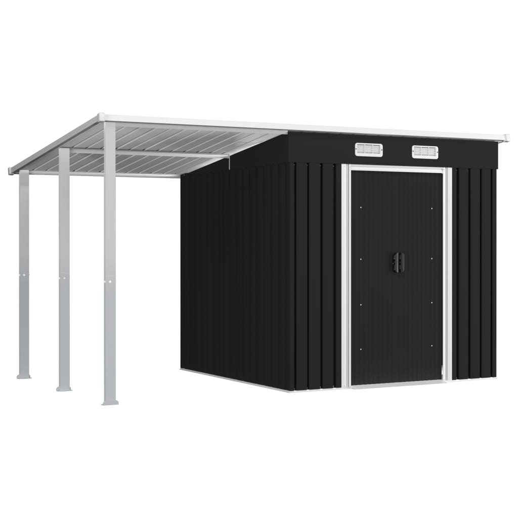 

vidaXL Garden Shed with Extended Roof Anthracite 136.2"x76"x71.3" Steel