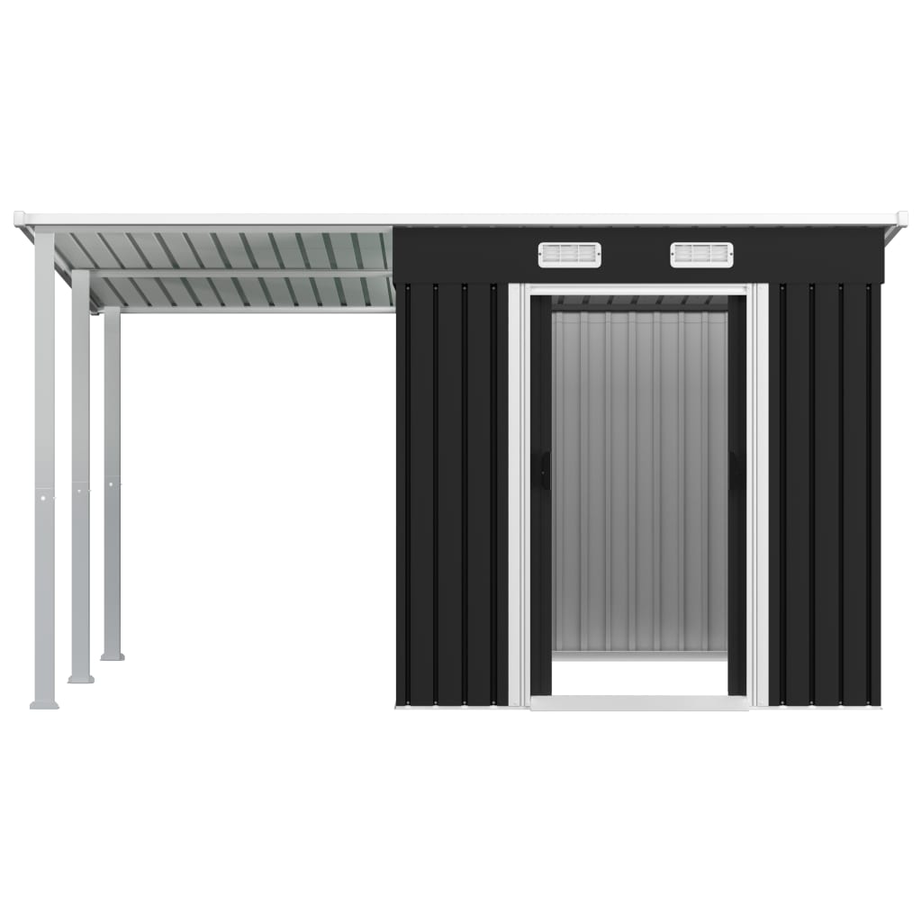 vidaXL Garden Shed with Extended Roof Anthracite 136.2"x76"x71.3" Steel