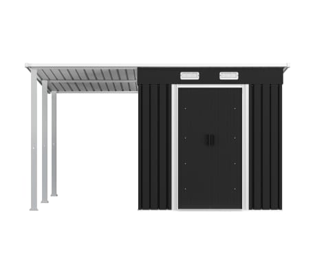 vidaXL Garden Shed Gray Galvanized steel Large Garden Shed Rectangular