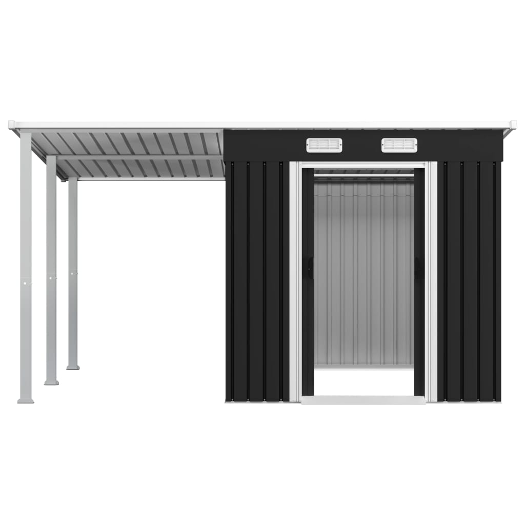 vidaXL Garden Shed with Extended Roof Anthracite 136.2"x92.9"x71.3" Steel