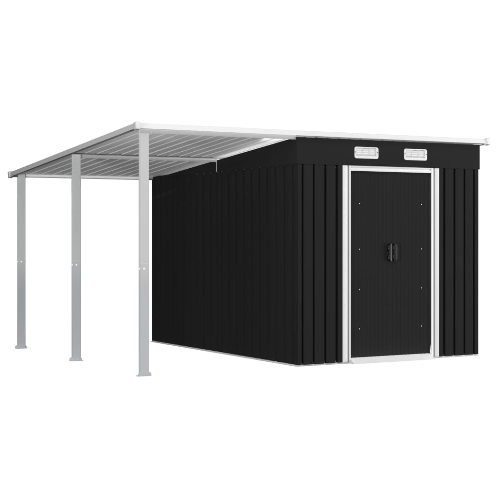 

vidaXL Garden Shed with Extended Roof Anthracite 132.3"x106.3"x71.3" Steel