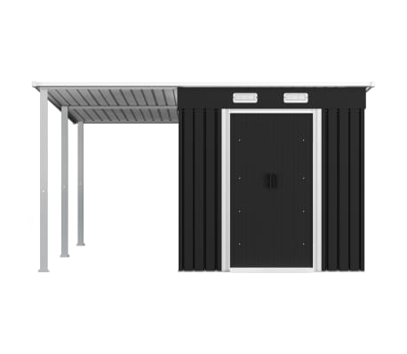 vidaXL ガーデン小屋 拡張屋根付き アントラシート 336x270x181 cm スチール製