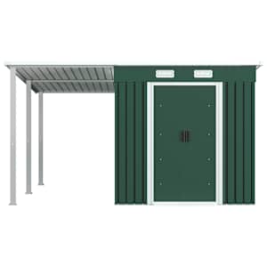 vidaXL ガーデン小屋 拡張屋根付き グリーン 336x270x181 cm スチール製