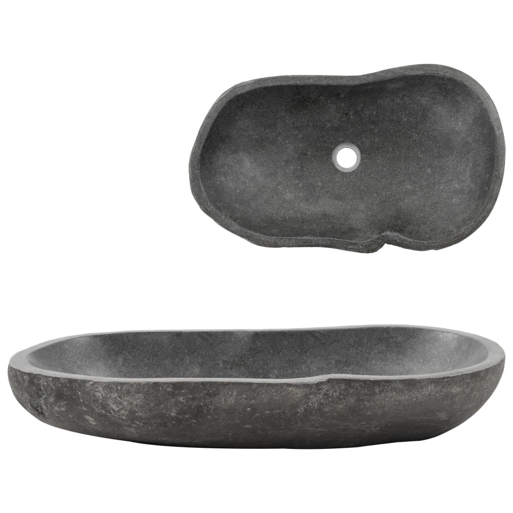 vidaXL Chiuvetă de baie din piatră de râu, 60-70 cm, ovală vidaXL