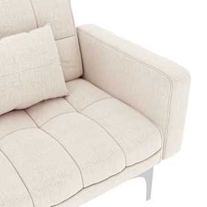 Rozkládací pohovka krémová textil - obrázek 7