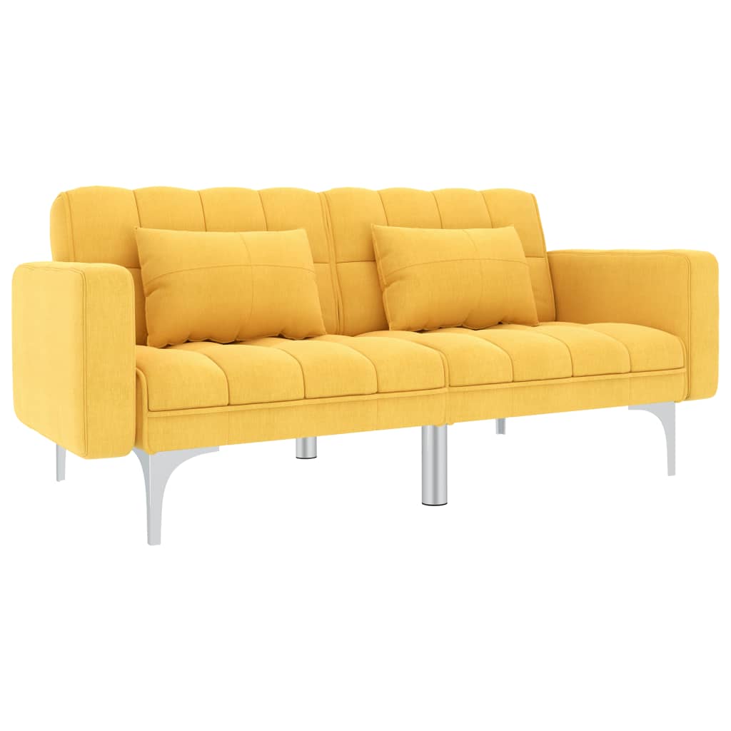 vidaXL Sofa rozkładana, żółta, tapicerowana tkaniną
