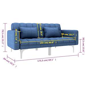 Rozkládací pohovka modrá textil - obrázek 8